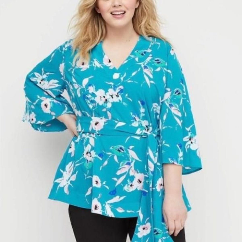 Lane Bryant Bell Sleeve Floral Tunic Top 26-28